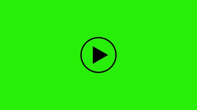 Minimalist white video play button icon on a green background.