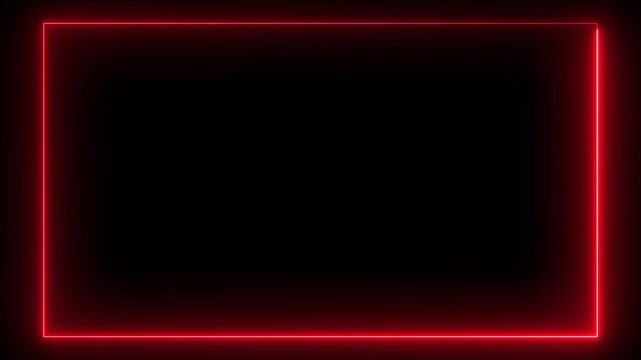 glowing neon blue color square rectangle picture frame icon animation display neon box footage shape.