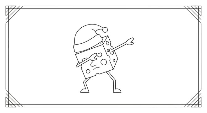 Funny Cheese Character Wearing Santa Hat Doing Dab Dance