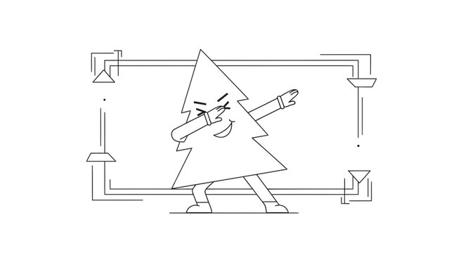 Funny Christmas Tree Dabbing Character in Frame