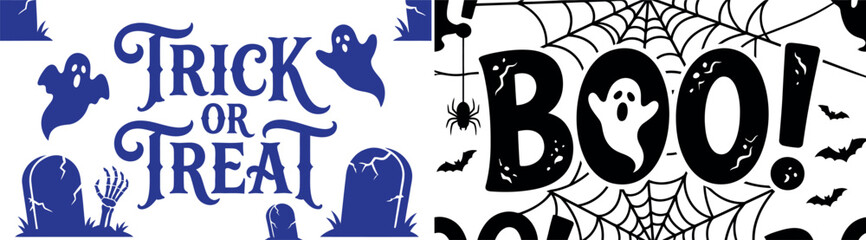 Halloween day decorations and greetings trick or treat boo © Ragia