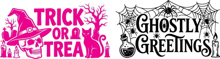 Halloween day greetings and trick or treat illustrations © Ragia