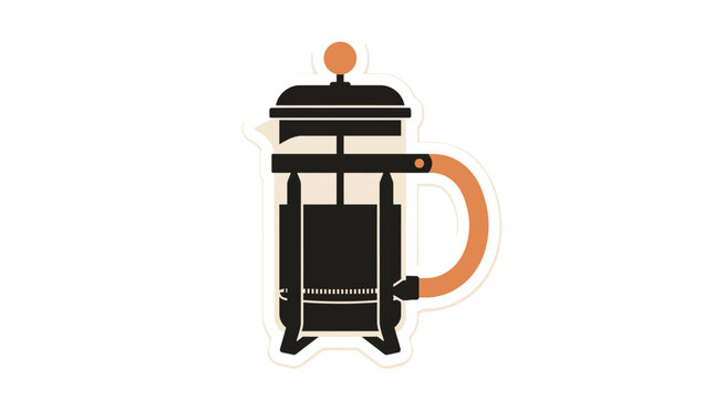 Minimalist flat vector icon of a French press coffee maker.
