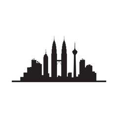 Fototapeta premium City Skyline Silhouette Against White Background Modern Architecture