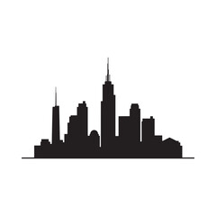 Obraz premium Cityscape Silhouette On White Background Modern Urban Skyline