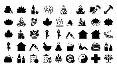 Obraz premium Wellness and spa line editable icon set vector illustration