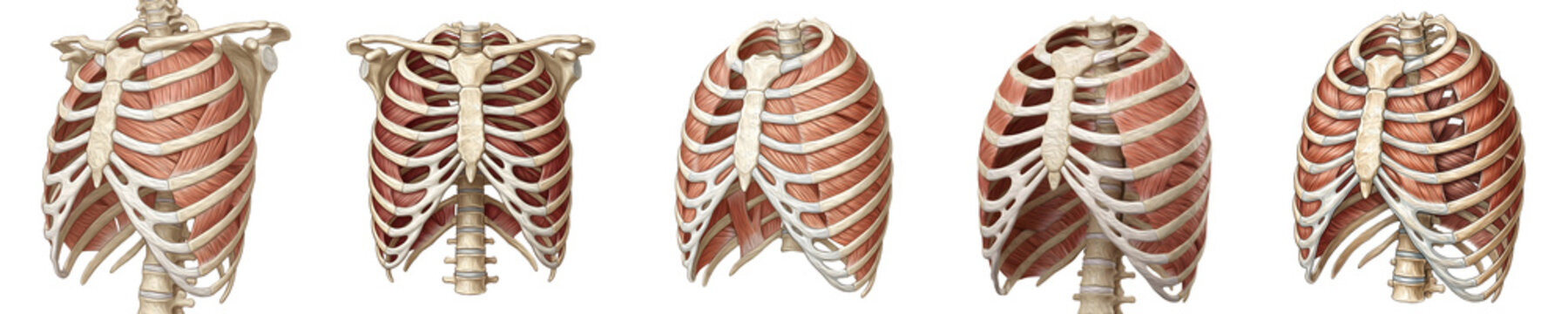 Anatomy of the Human Thoracic Cage: Detailed Scientific Illustration of the Ribs, Sternum, and Intercostal Muscles for Medical Education and Anatomical Studies