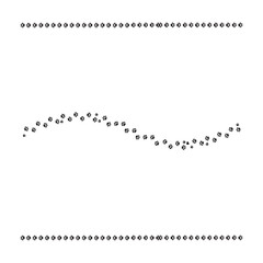 Seamless border design featuring a wavy path of dog paw prints and straight decorative lines © tareq