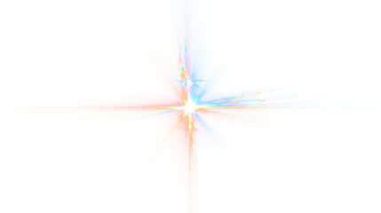 Obraz premium Bright colorful light flare with blue and red glow effect transparent png overlay for digital design with starburst and radiant sparkling lens flare elements in vibrant colors star shine vector magic