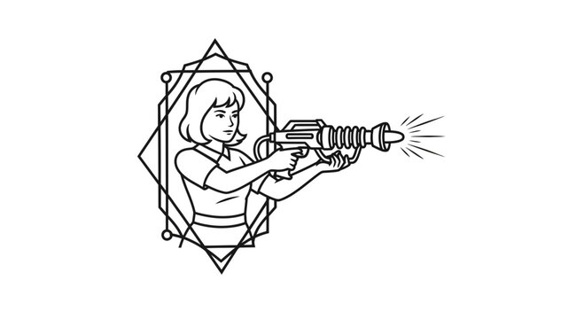 Retro Woman with Ray Gun