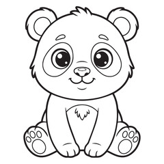 Cute cartoon panda bear sitting and smiling for kids illustration © srazimarts
