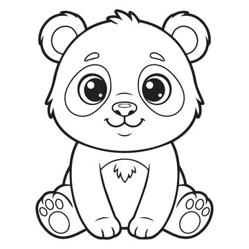 Cute cartoon panda bear sitting and smiling for kids illustration