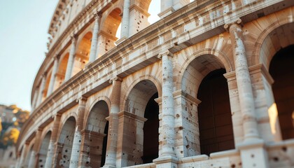 Obraz premium Ancient Roman Colosseum Architecture at Sunset.