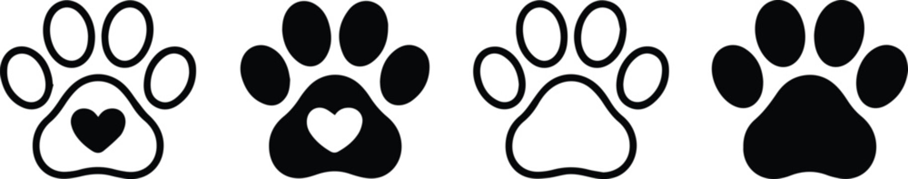 Heart paw badges for adoption and charity materials