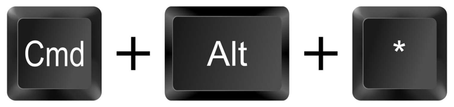 command alt Asterix computer keyboard shortcut key button 3d icon symbol sign isolated on white background