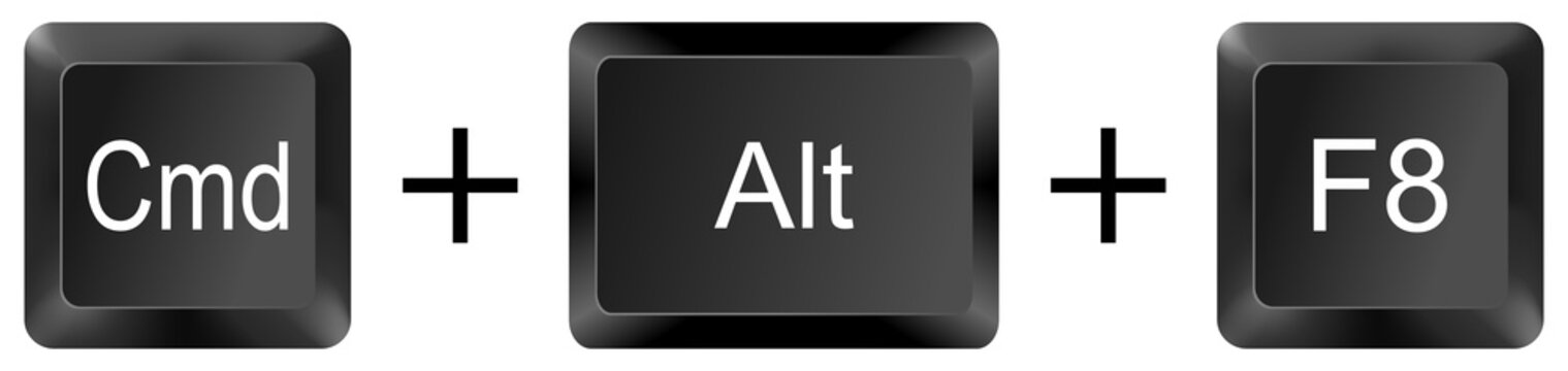 command alt f8 computer keyboard shortcut key button 3d icon symbol sign isolated on white background