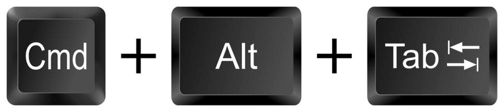 command alt Tab  computer keyboard shortcut key button 3d icon symbol sign isolated on white background