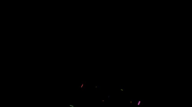 Colorful confetti explosion on green screen. Party popper burst animation. Chroma key celebration overlay