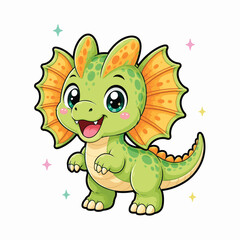 Fototapeta premium Adorable Baby Dinosaur Cartoon Character Illustration Isolated on White Background