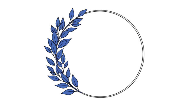 blue laurel wreath, circular frame