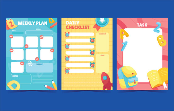 Colorful educational planner boards for kids