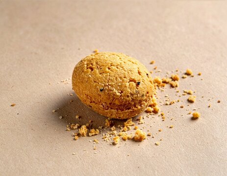 Japanese Snack Crumbs on Rustic Surface with Natural Light and Copy Space