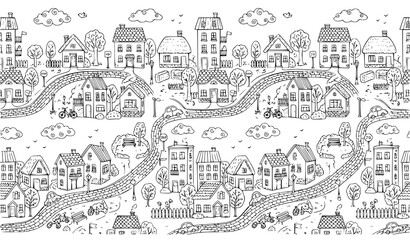 Obraz premium hand drawn collection of medieval buildings