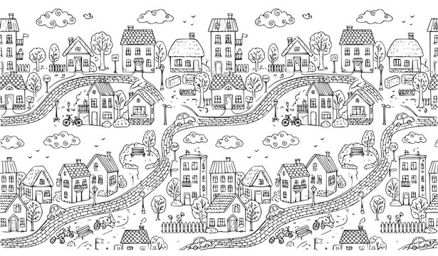 hand drawn collection of medieval buildings