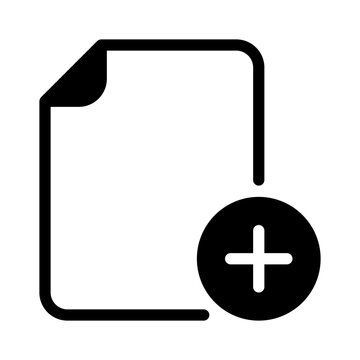 Add new file icon in flat style for creating documents or adding data items.