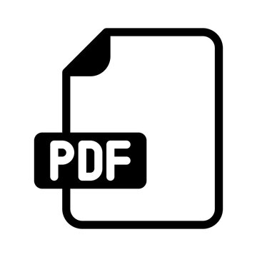 PDF file type icon in flat style for portable document format representation.