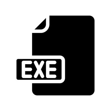 Executable EXE system file icon in a minimalist solid style