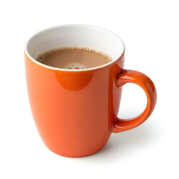 Isolated terracotta mug with handle on white background isolated on white background
