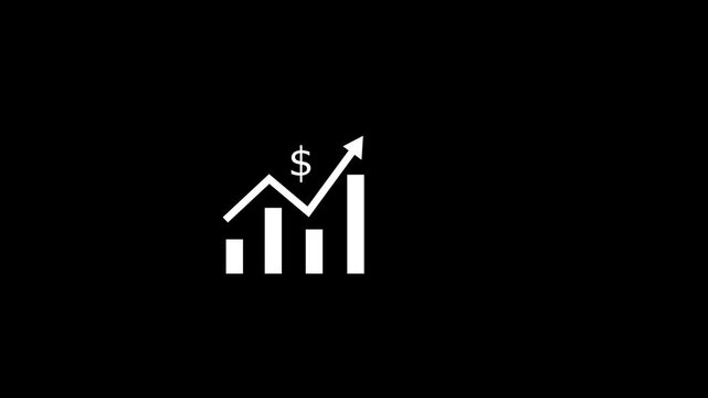 Stats dollar vector icon.Vector icons set of a graph of rising and falling dollar currency. The graph shows up and down arrows .