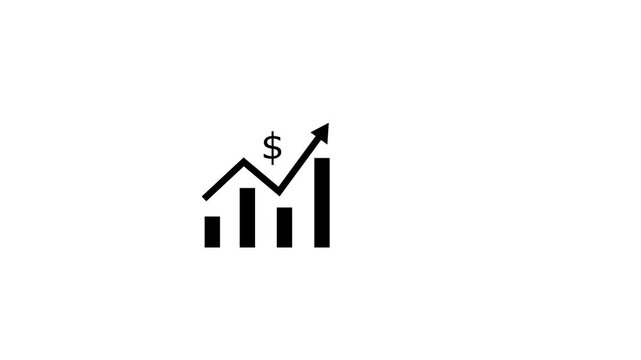 Stats dollar vector icon.Vector icons set of a graph of rising and falling dollar currency. The graph shows up and down arrows .