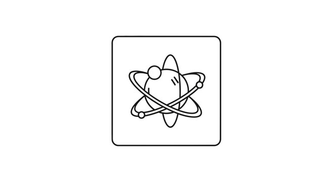Atom symbol with orbiting electrons, science icon