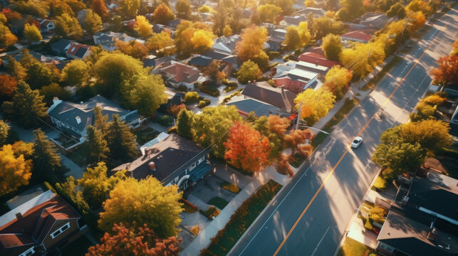 Beautiful Residential Community from Above with Modern Family Homes
