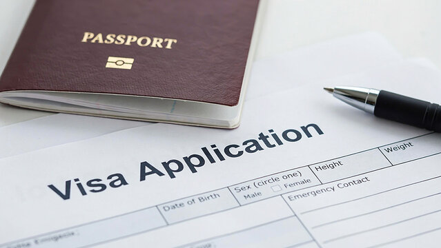 International Travel Visa Application Form With Official Passport and Pen Prepared for Processing and Global Immigration Procedures
