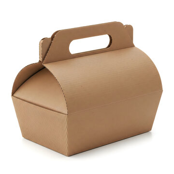 Brown paper lunch box with handle isolated on white background isolated on white background