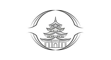 Naklejka premium asian temple, pagoda logo