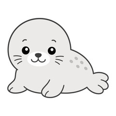 Fototapeta premium Cute Spotted Seal Lying Down Cartoon Vector Illustration