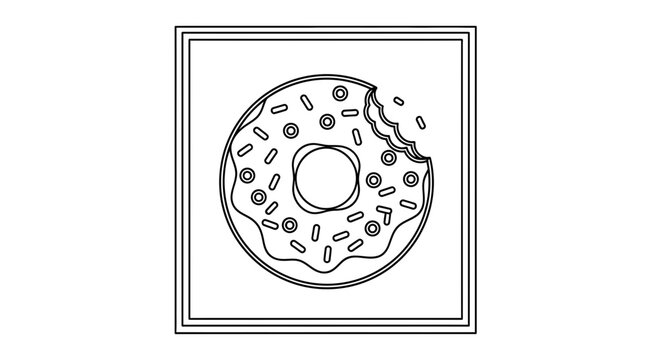 bitten donut with sprinkles in square frame