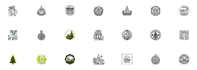 Fototapeta premium Christmas Icons Collection: Festive Symbols and Decorations for Holiday Design