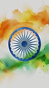 Indian ashoka chakra wheel artistic illustration with autumn leaves design