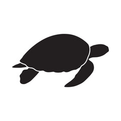 Sea turtle silhouette on a white background simple graphic design © MstLaila