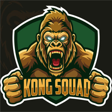 King Squad Crowned Gorilla Emblem logo
