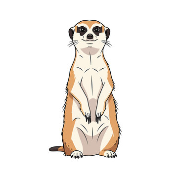 Meerkat standing on hind legs alert.