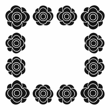 ranunculus border frame silhouette on white background