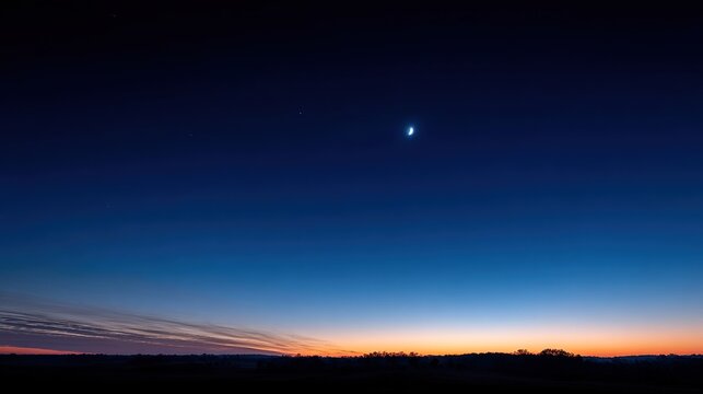 venus. The morning star visible above the horizon before sunrise in a dark blue sky. travel magazines, destination branding, designed for travel destination branding, used by web designers.