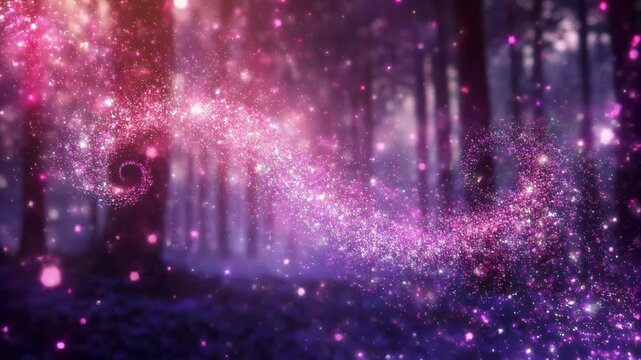 Swirling Pink and Purple Fairy Dust Particles for Magical Fantasy Forest Backgrounds