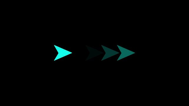 Turquoise Gradient Forward Arrow Motion Animation with Directional Indicator Speed Movement on Minimal Dark Technology Background Seamless Loop Motion Graphics
